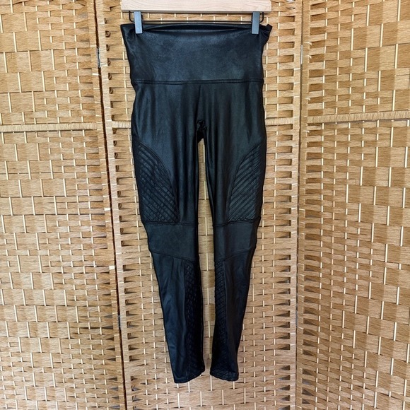 SPANX Denim - Spanx Very Black Faux Leather Moto Leggings Women's  Size XL